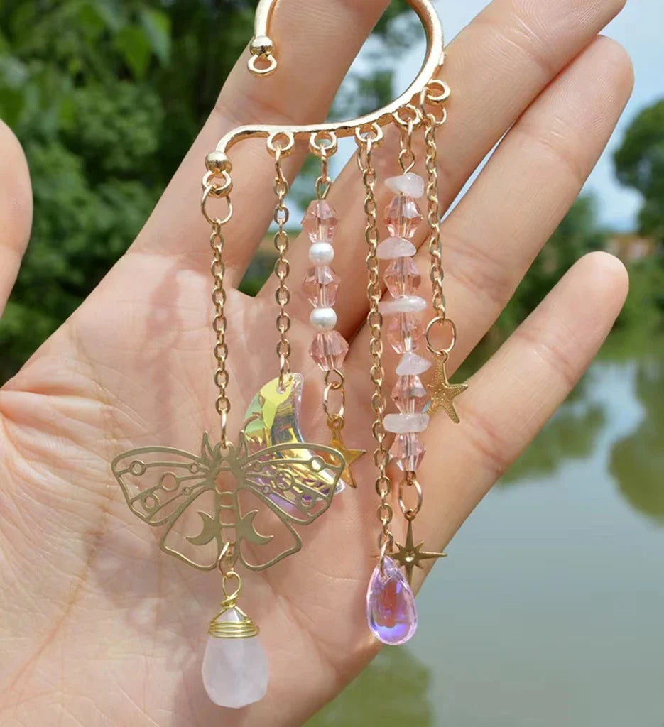 Gold Ear Cuff Charm Crystal Earrings - Witchy wonder
