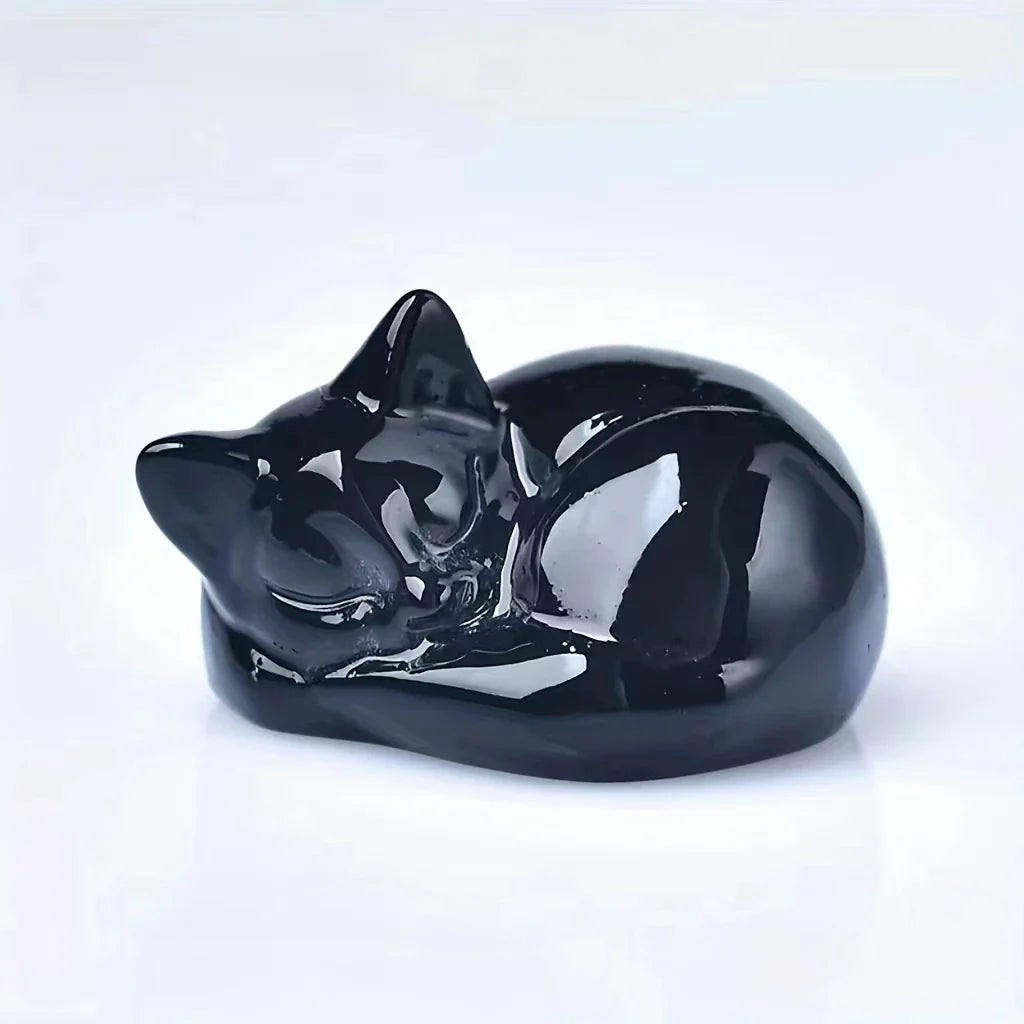 Crystal Sleeping Cat Statue - Witchy wonder