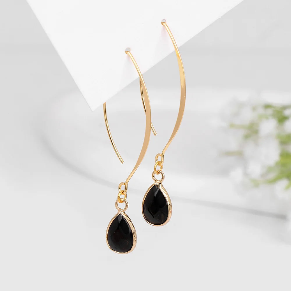 Crystal Faceted Teardrop Gold Earrings - Witchy wonder