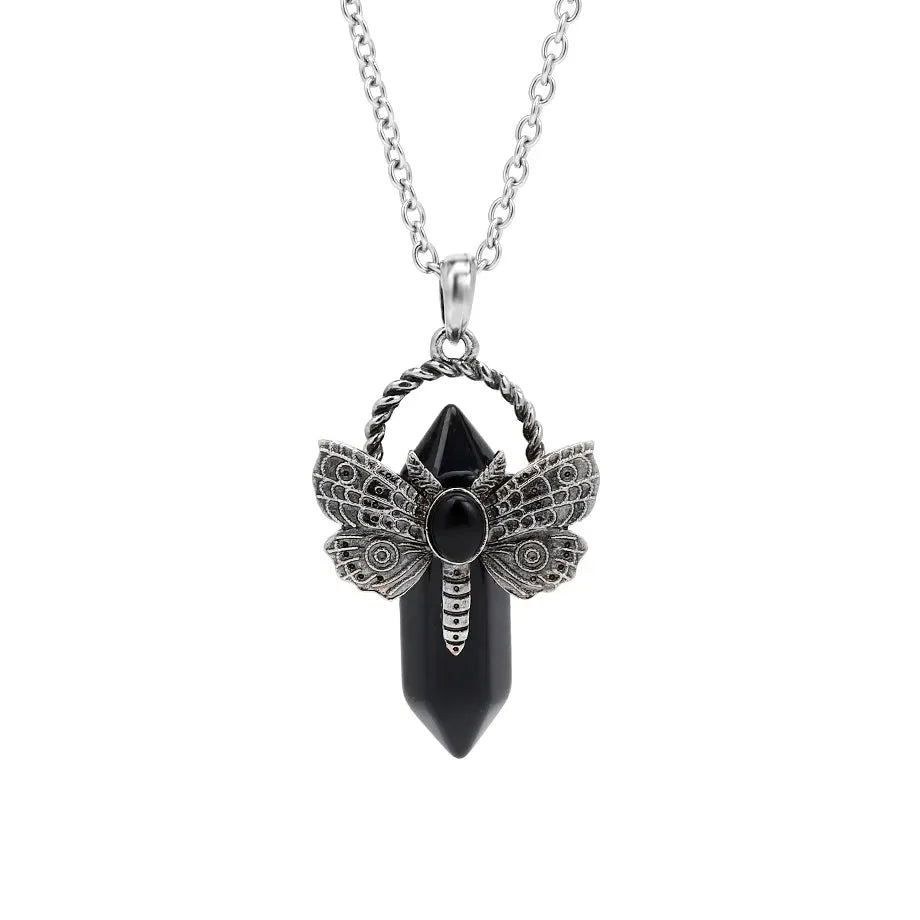 Moth Crystal Necklace - Witchy wonder