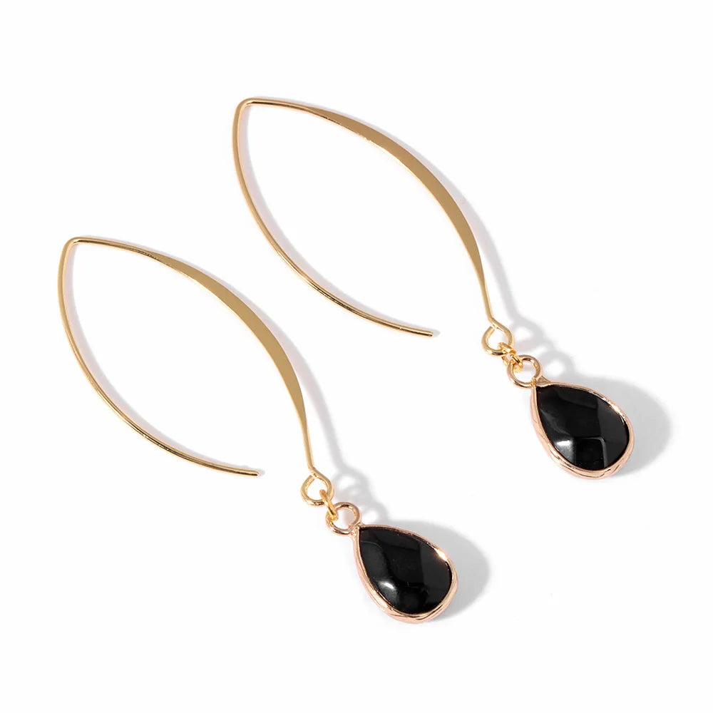 Crystal Faceted Teardrop Gold Earrings - Witchy wonder