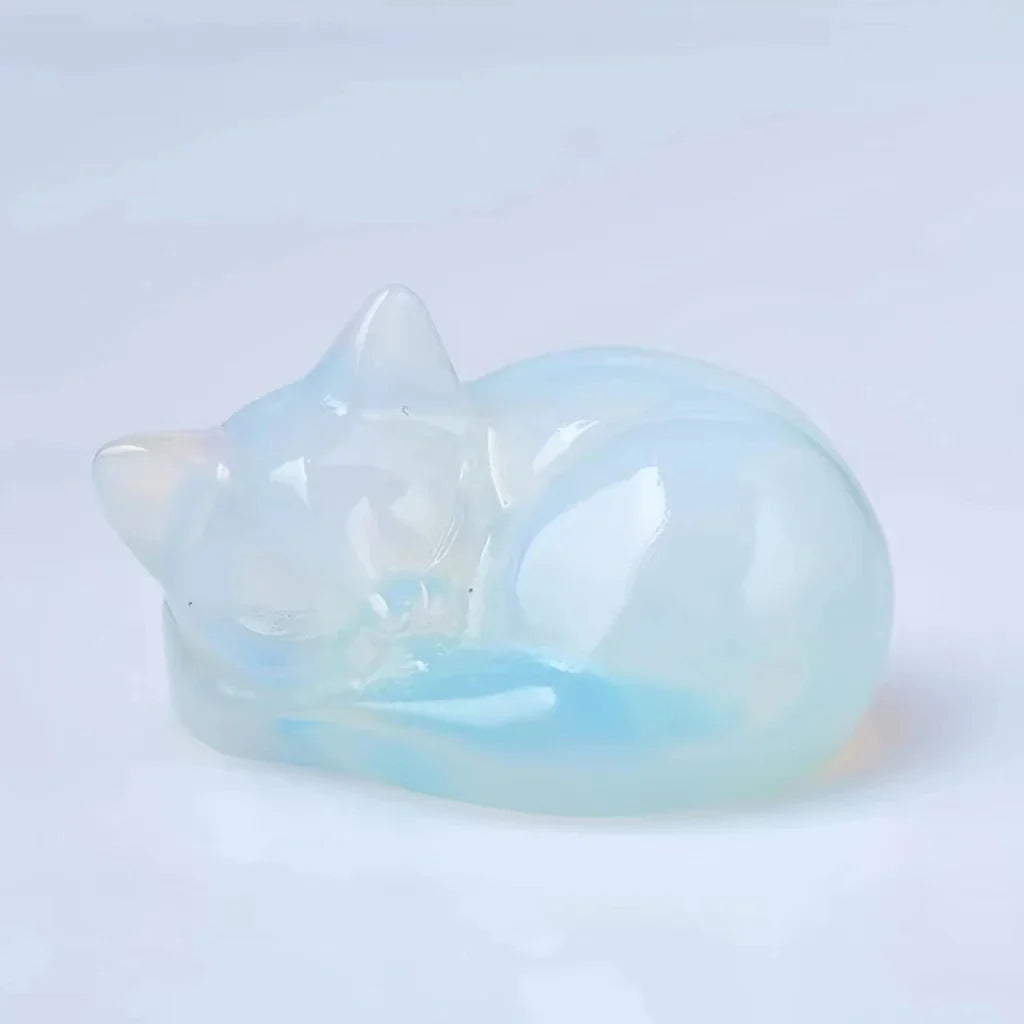 Crystal Sleeping Cat Statue - Witchy wonder