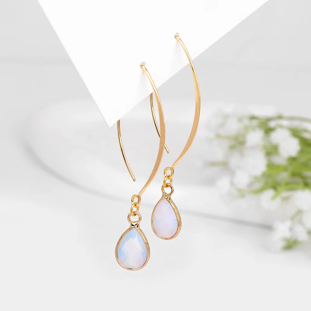 Crystal Faceted Teardrop Gold Earrings - Witchy wonder