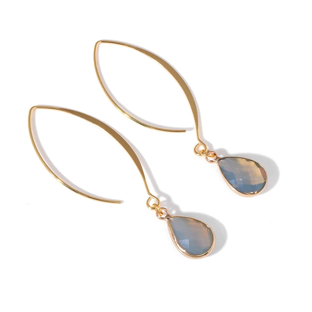 Crystal Faceted Teardrop Gold Earrings - Witchy wonder