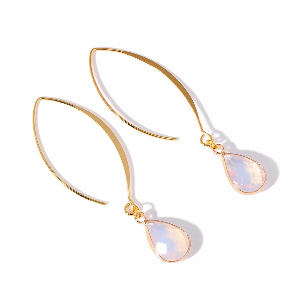 Crystal Faceted Teardrop Gold Earrings - Witchy wonder