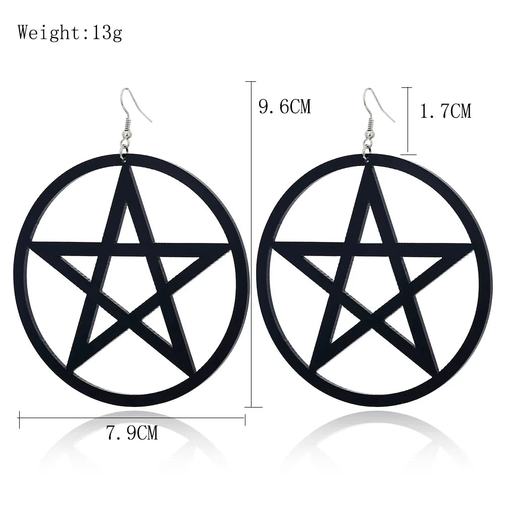 Large Black Pentacle Earrings - Witchy wonder