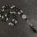 Pentacle Moon Onyx Bead Necklace - Witchy wonder