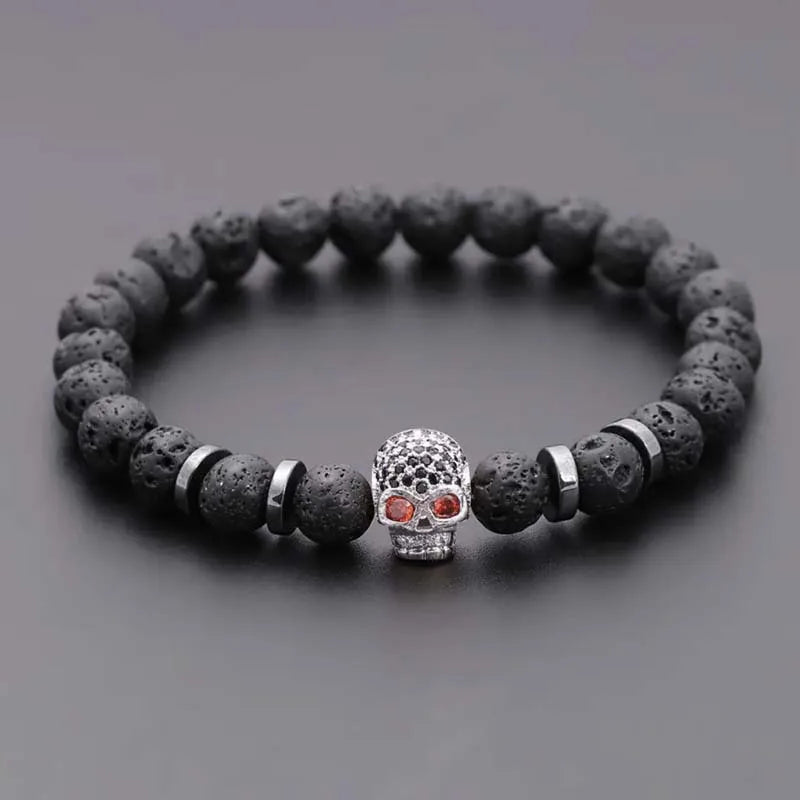 Lava Rock Skull Bracelet - Witchy wonder