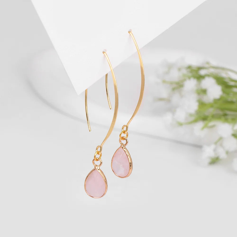 Crystal Faceted Teardrop Gold Earrings - Witchy wonder