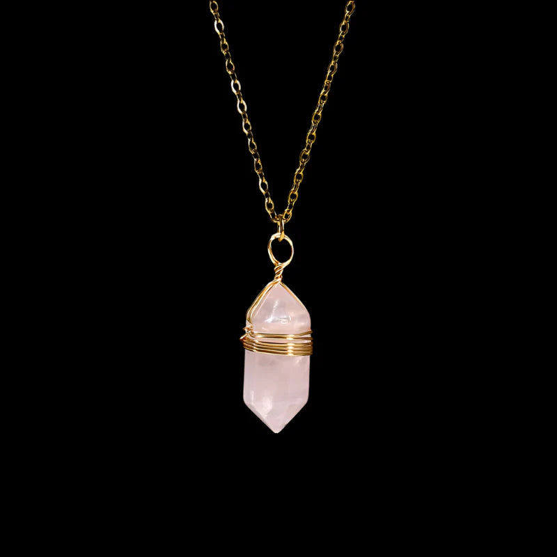 Crystal Hexagon Wire Wrap Gold Necklaces - Witchy wonder