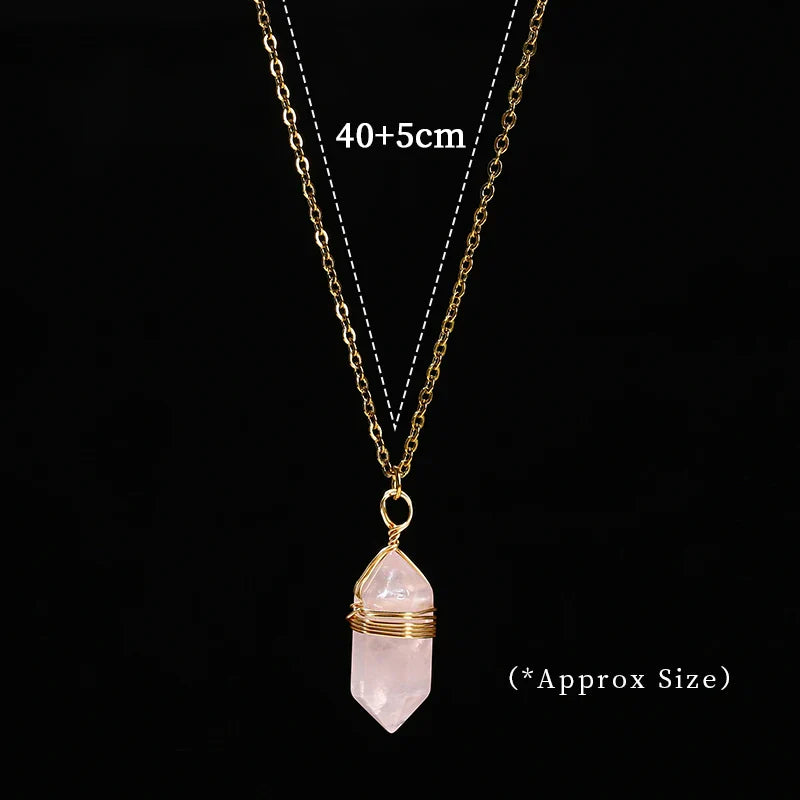 Crystal Hexagon Wire Wrap Gold Necklaces - Witchy wonder