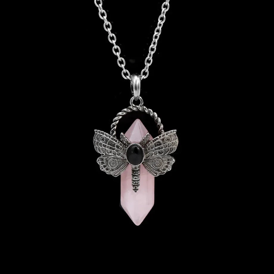 Moth Crystal Necklace - Witchy wonder