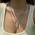 Rose Quartz Star Sun Moon Layer Necklace - Witchy wonder