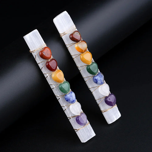 Chakra Heart Selenite Wand - Witchy wonder