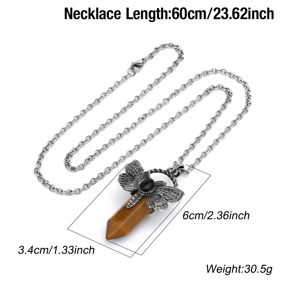 Moth Crystal Necklace - Witchy wonder