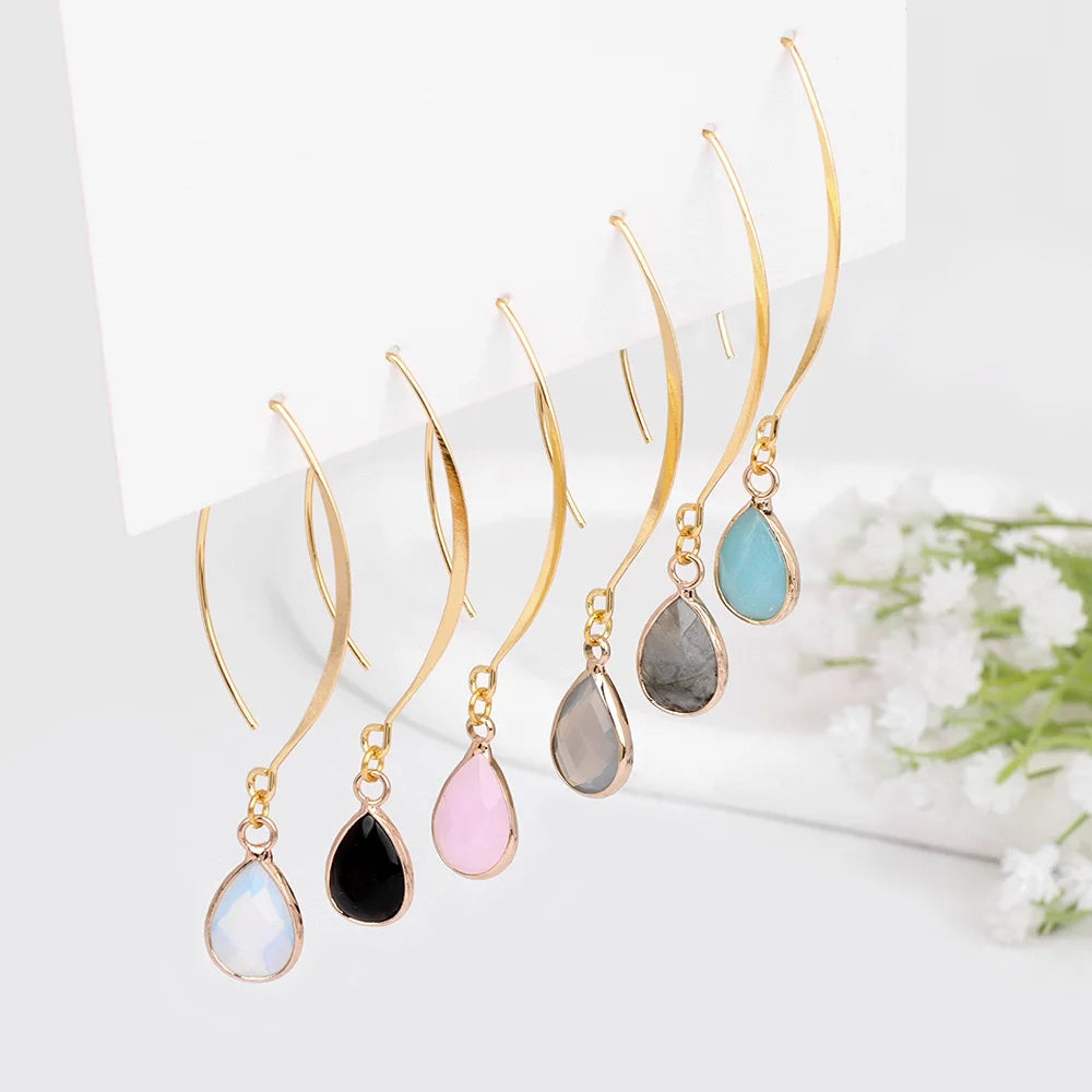 Crystal Faceted Teardrop Gold Earrings - Witchy wonder