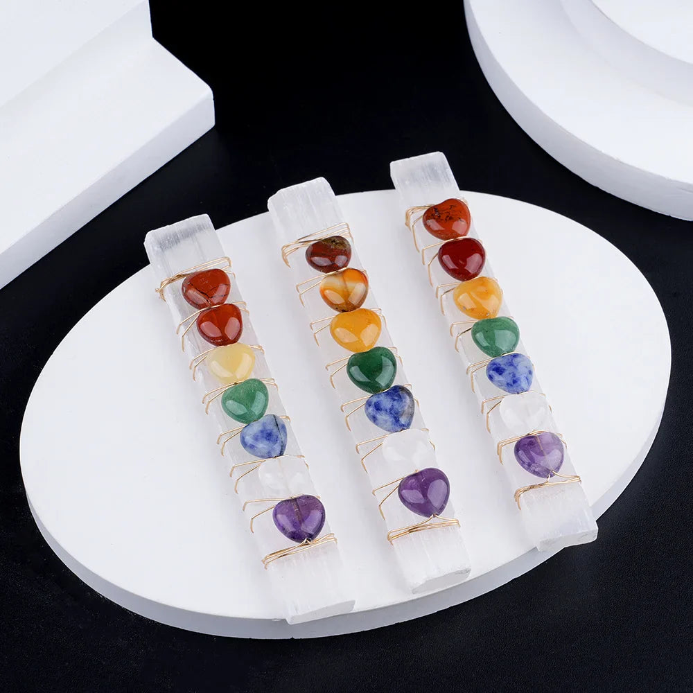 Chakra Heart Selenite Wand - Witchy wonder