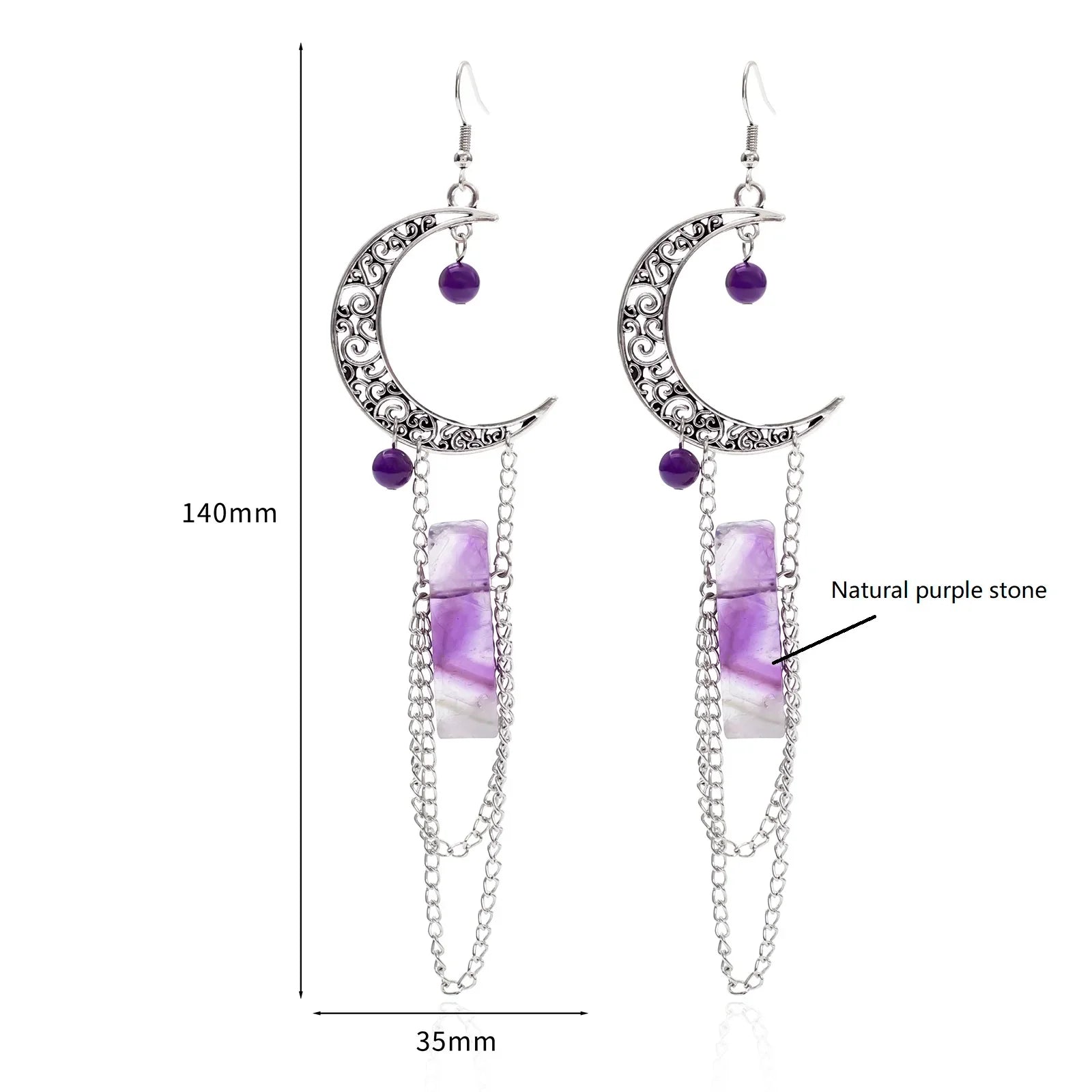 Amethyst Crescent Moon Earrings - Witchy wonder