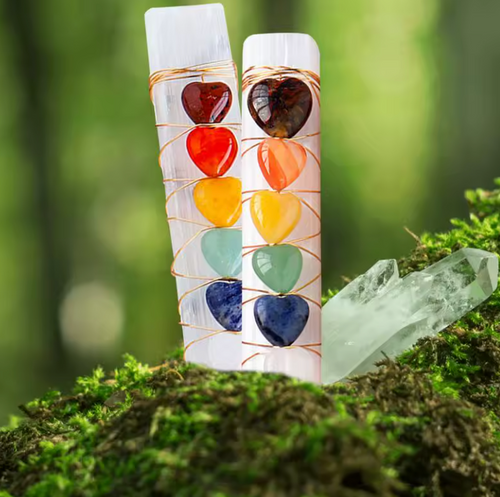 Chakra Heart Selenite Wand - Witchy wonder