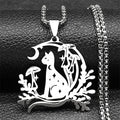 Cat Moon Mushroom Necklace - Witchy wonder