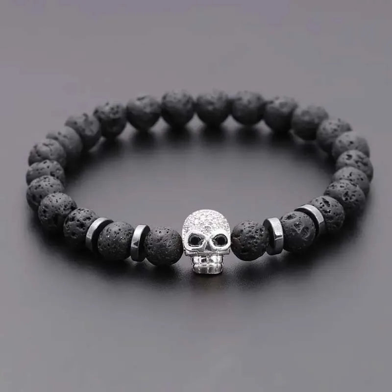 Lava Rock Skull Bracelet - Witchy wonder