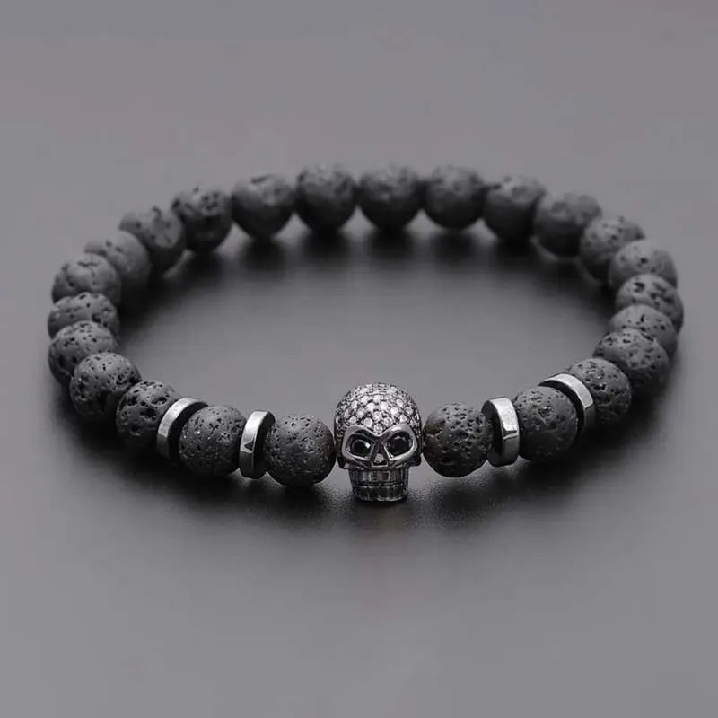Lava Rock Skull Bracelet - Witchy wonder