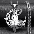 Smoking Witch Broom Moon Necklace - Witchy wonder