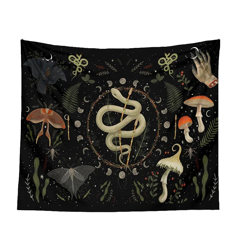 Moon Phase Black Tapestries - Witchy wonder