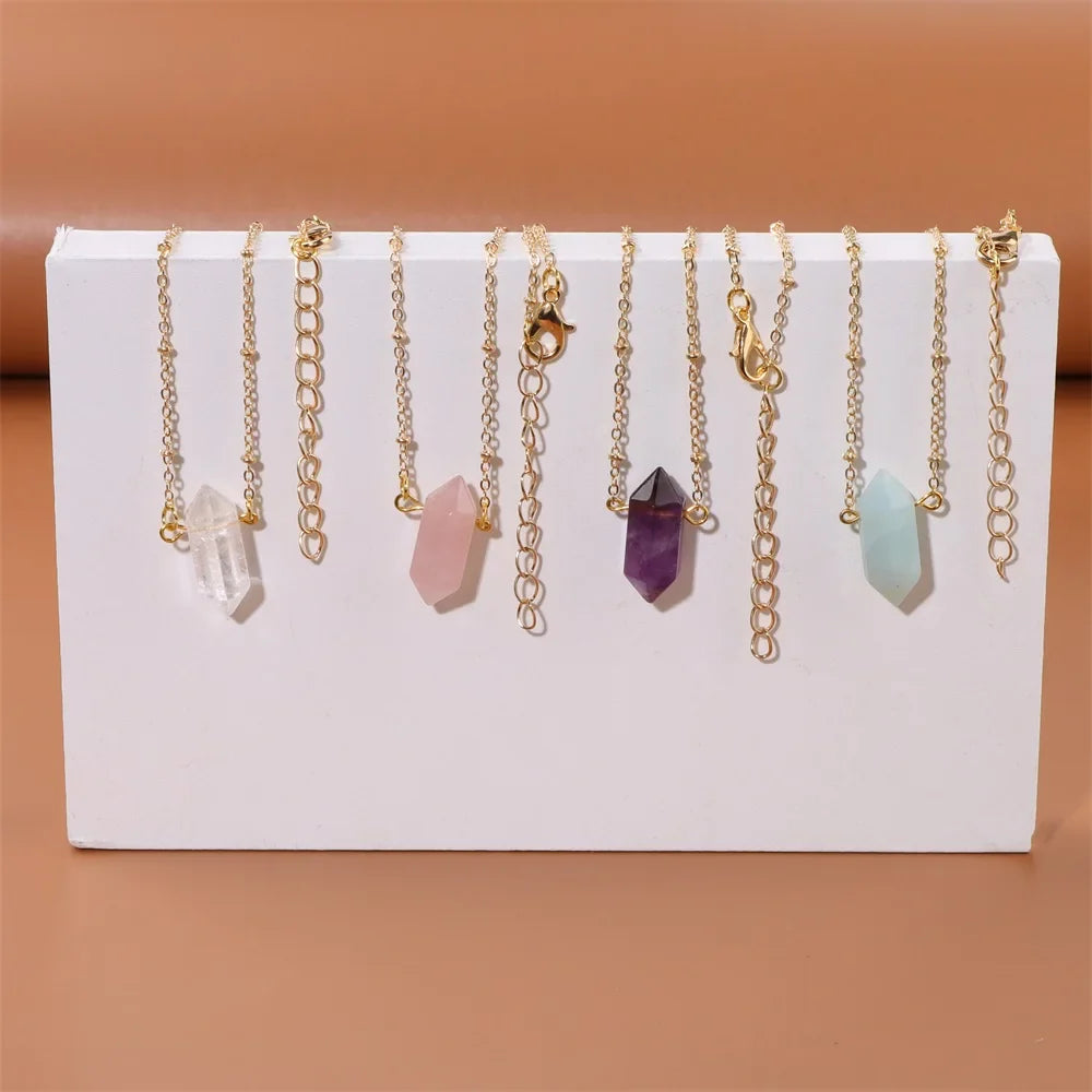 Crystal Hexagon Gold Necklaces - Witchy wonder