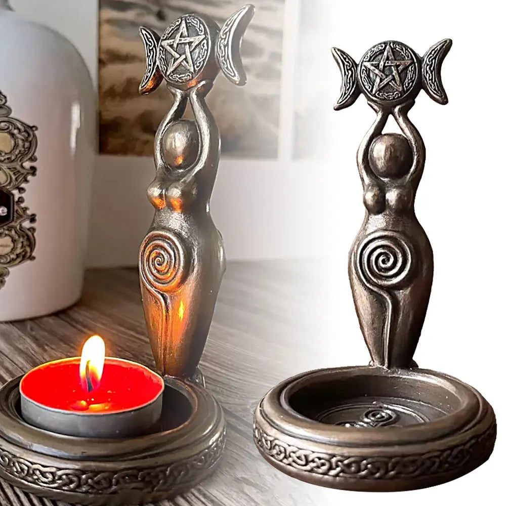 Goddess Triple Moon Candle Holder - Witchy wonder