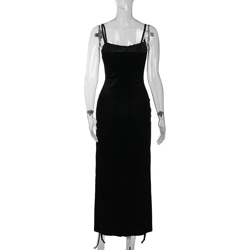 Velvet High Split Cross Dress - Witchy wonder