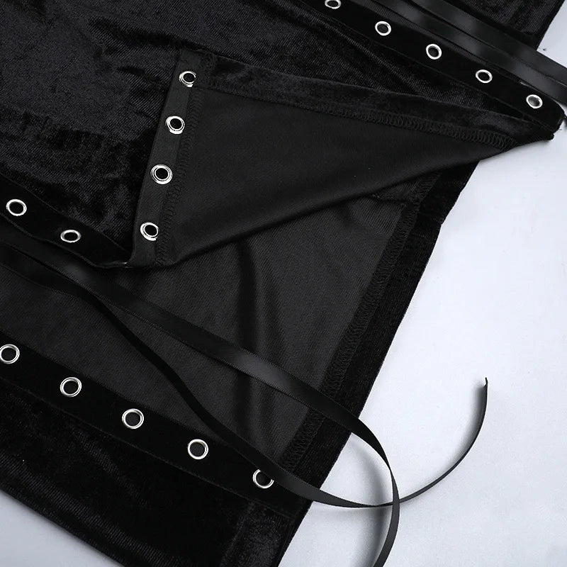 Velvet High Split Cross Dress - Witchy wonder