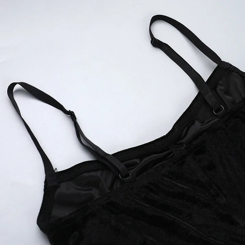 Velvet High Split Cross Dress - Witchy wonder