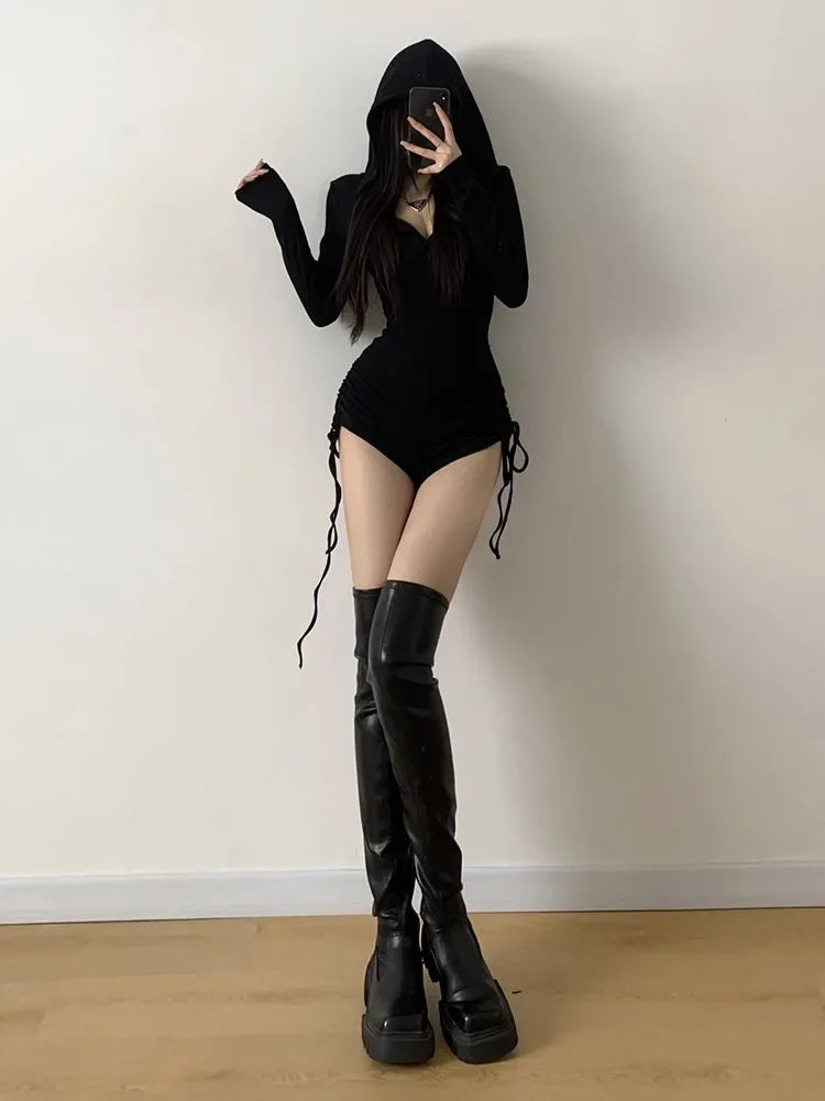 Hooded Long Sleeve Romper - Witchy wonder