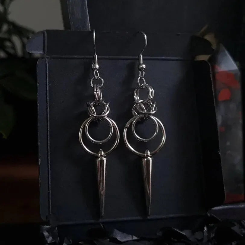 Gothic Chainmail Spike Earrings - Witchy wonder