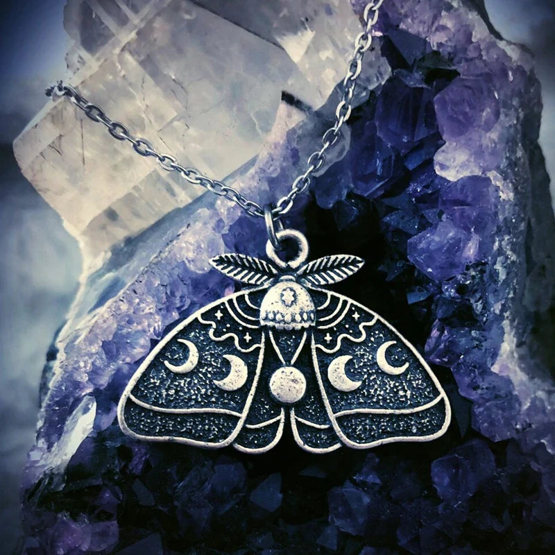 Moth Moon Phase Necklace - Witchy wonder