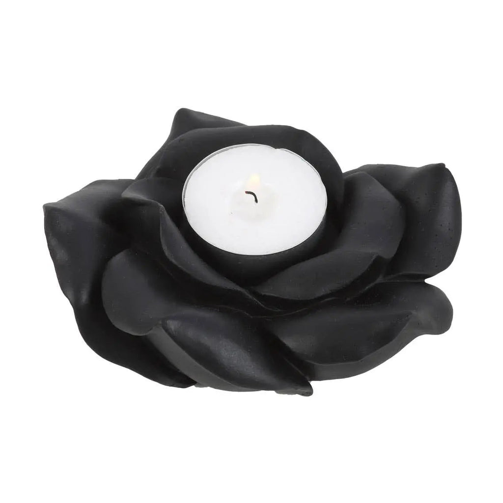 Black Rose Resin Tealight Candle Holder - Witchy wonder