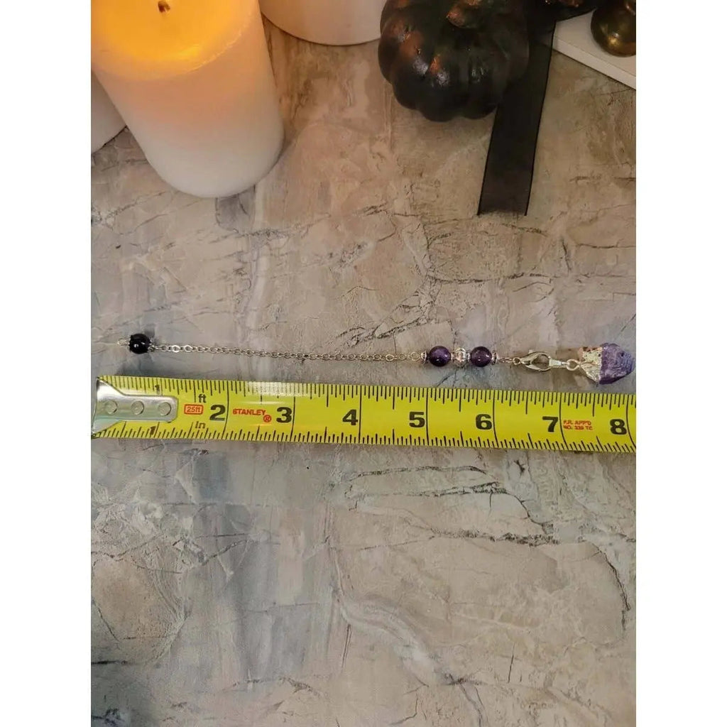 Natural Raw Rose Quartz, Amethyst Quartz Dowsing Pendulum - Witchy wonder