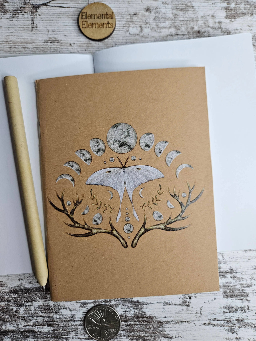 White Lunar Moth Journal Notebook - Witchy wonder